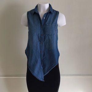 Denim Sleeveless Button Down